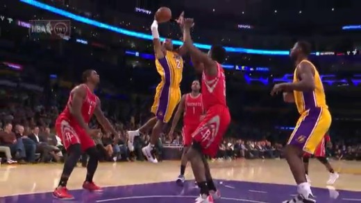 Kobe Bryant throws down the slam over Clint Capela