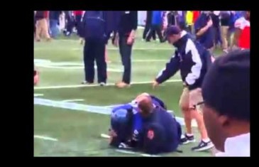 Memphis football player Reggis Ball attacks Auburn staff member