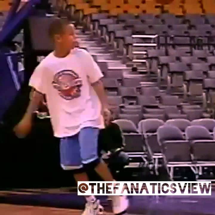 Steph Curry as a kid hits jump shots in Toronto
