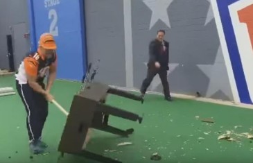 Bengals fan smashes foosball table to try and lift “Cheers” playoff curse