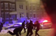 Washington D.C. cop with a beast football stiff arm in the snow storm