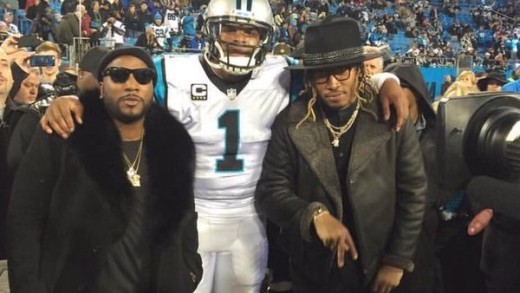 Cam Newton with Future & Young Jeezy before NFC Championship