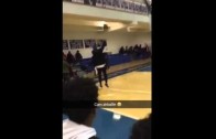 Cam Newton air balls a 3-pointer at a high school