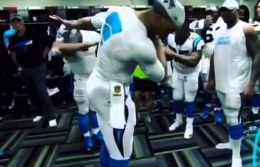 Cam Newton hits playoff dab in the Panthers locker room