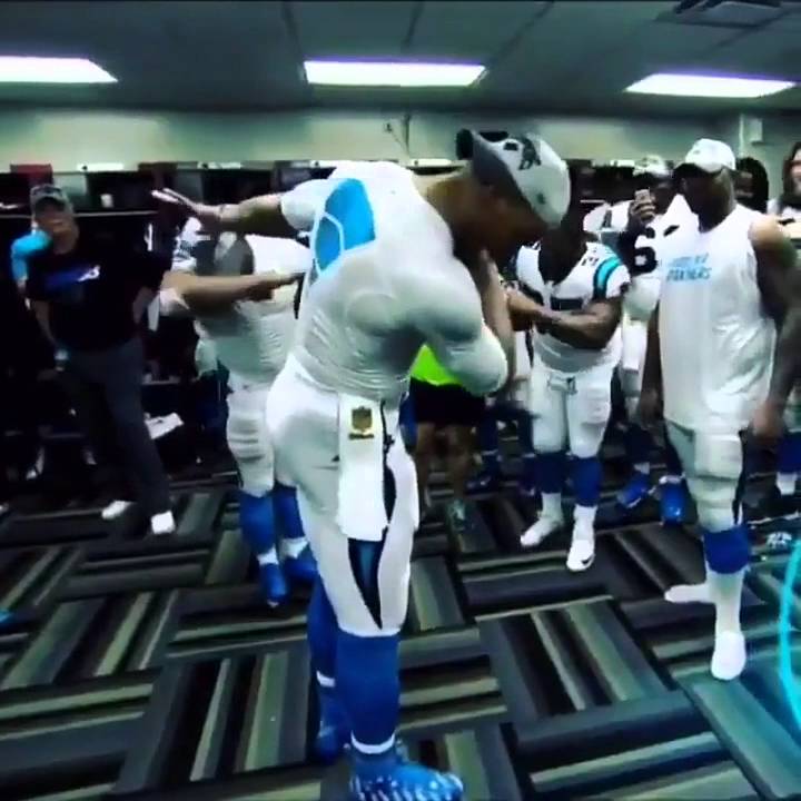Cam Newton hits playoff dab in the Panthers locker room
