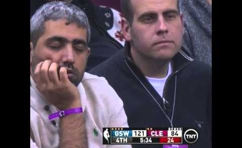 Cavs fan caught falling asleep & another caught picking his nose