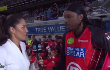 Cricket player Chris Gayle flirts with reporter during live interview