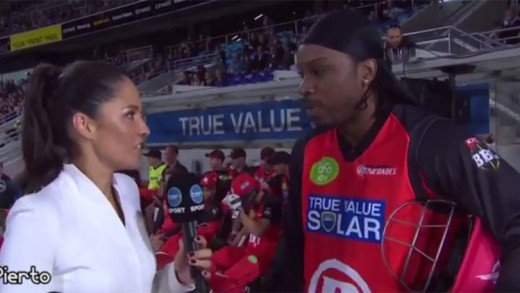 Cricket player Chris Gayle flirts with reporter during live interview