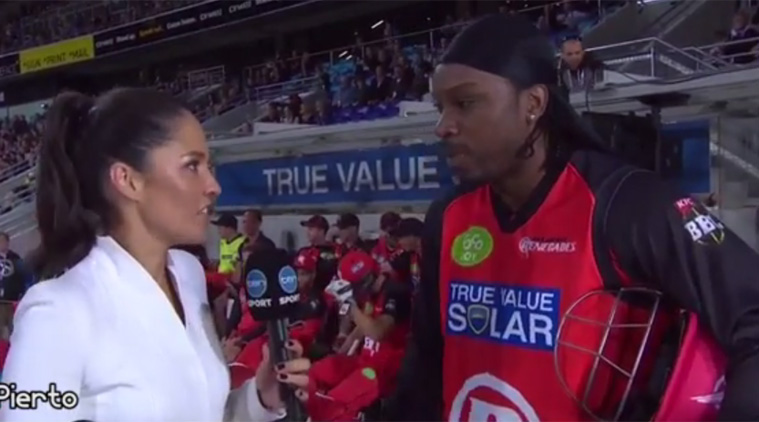Cricket player Chris Gayle flirts with reporter during live interview