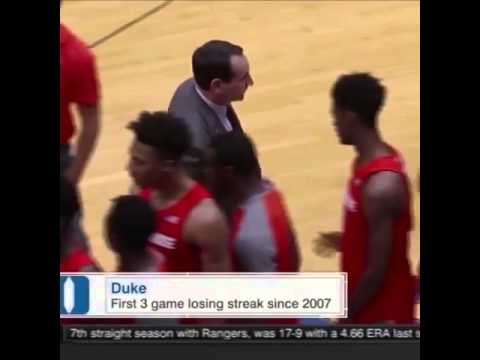 Coach K skips over Syracuse players during handshakes