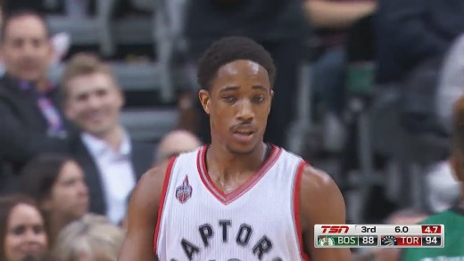 DeMar DeRozan hits a sky high floater after the whistle