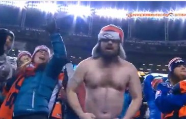 Shirtless Denver Broncos fan is ready for some ice cold football