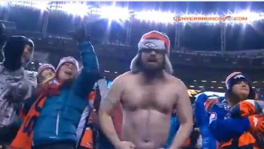 Shirtless Denver Broncos fan is ready for some ice cold football