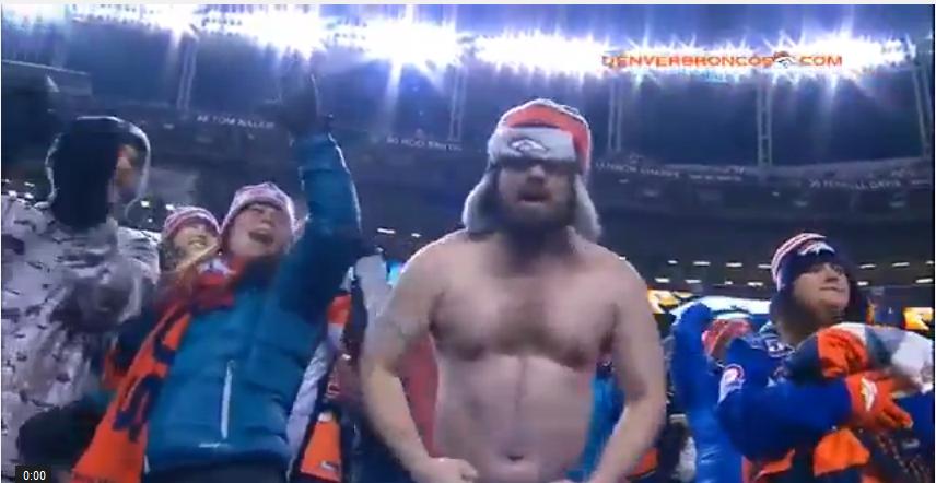 Shirtless Denver Broncos fan is ready for some ice cold football