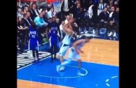Dirk Nowitzki gets stuffed by the rim on a dunk attempt
