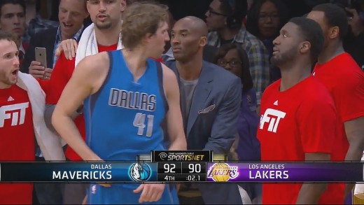 Dirk Nowitzki hits the game winner & gets some butt tap love from Kobe