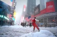 Snowboarding in New York City during the Snowpocalypse
