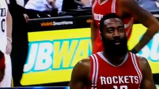 James Harden almost throws ball at fan shining a laser pointer at him