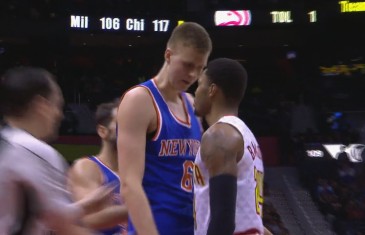 Kristaps Porzingis & Kent Bazemore get into a scuffle