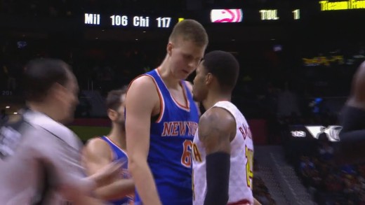 Kristaps Porzingis & Kent Bazemore get into a scuffle