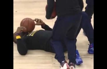 LeBron James gets drilled in the face with a basketball