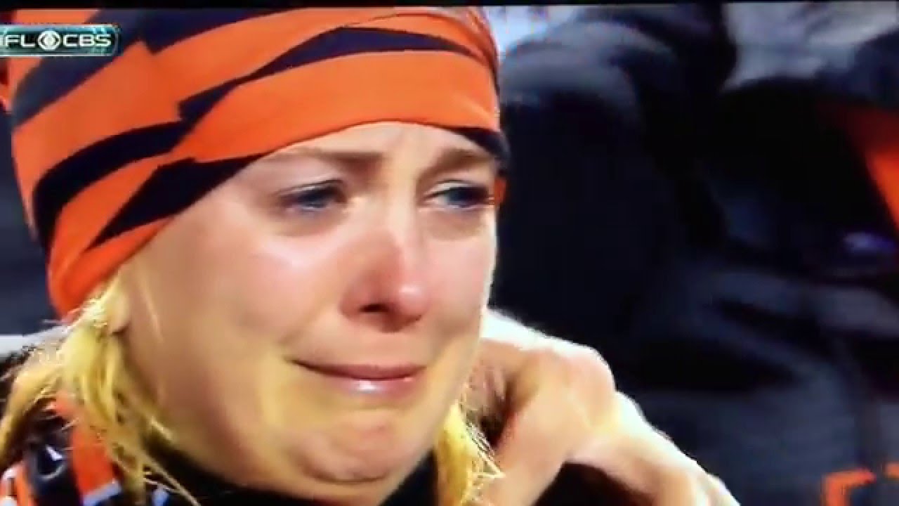 Montage of Bengals fans crying after Steelers loss