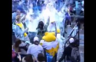 Nuggets mascot Rocky savagely attacks a Memphis Grizzlies fan