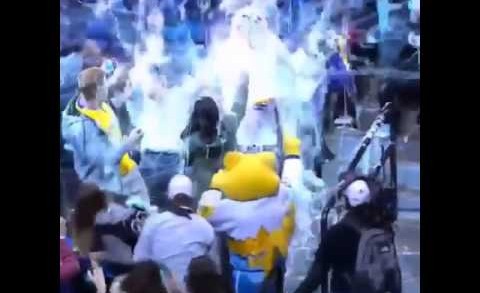 Nuggets mascot Rocky savagely attacks a Memphis Grizzlies fan