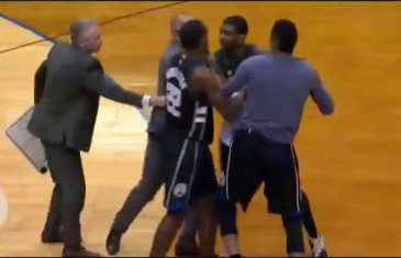 OJ Mayo has to be restrained by Bucks coaching staff after ejection