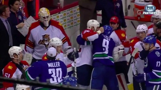 Panthers & Canucks brawl after the game