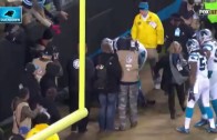Panthers fan falls out of the stands on Luke Kuechly’s Pick 6