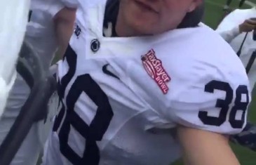 Penn State linebacker slams his head into teammates helmets pre-game