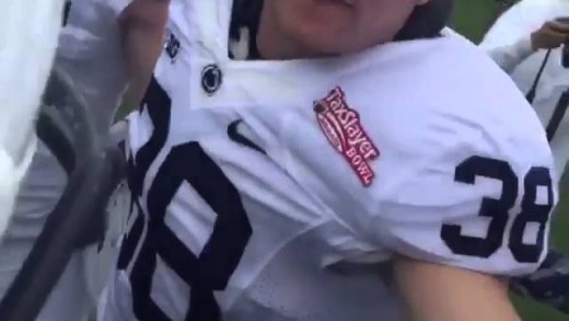 Penn State linebacker slams his head into teammates helmets pre-game
