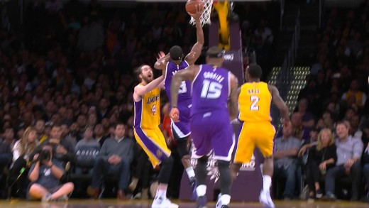 Rajon Rondo with the poster slam plus the harm