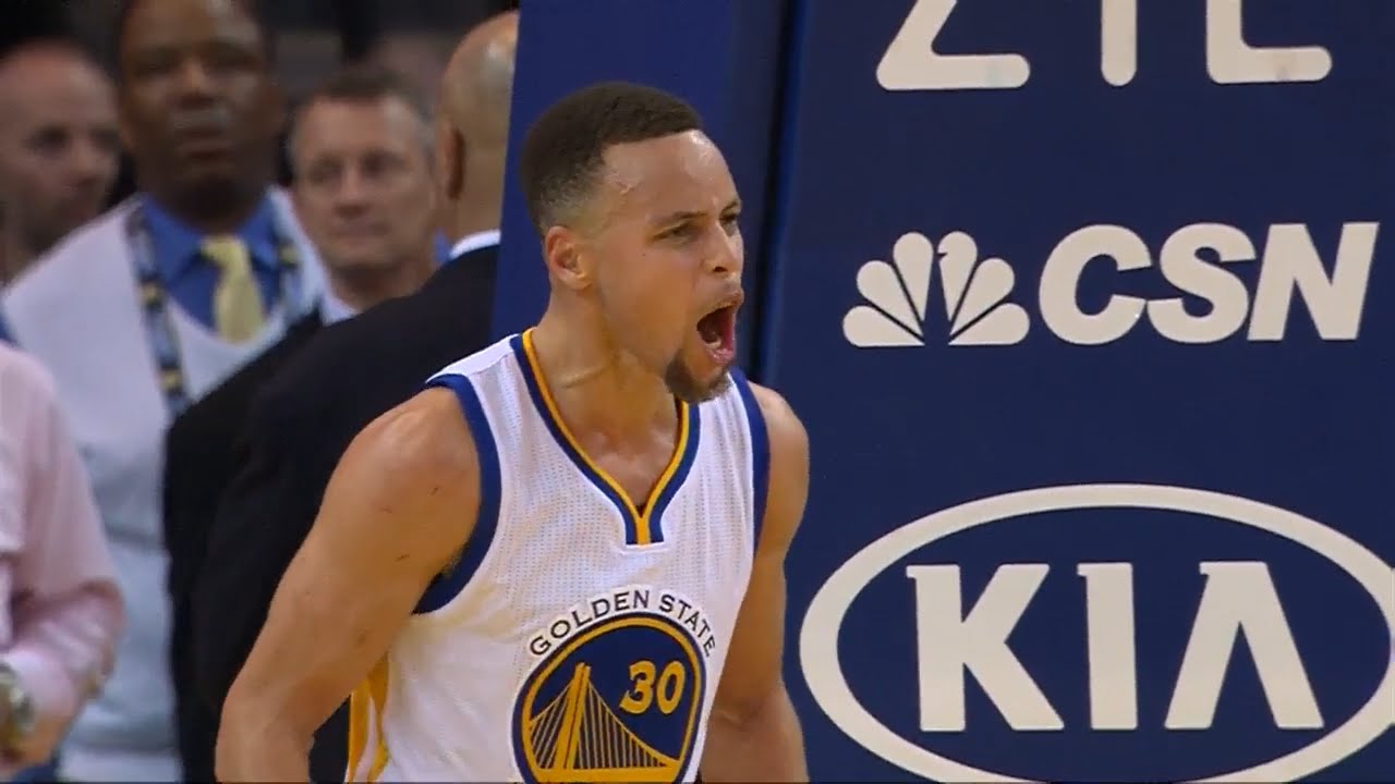Steph Curry fired up after converting the And-One layup