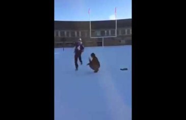 Vikings fan shows Blair Walsh how to kick a 27 yard field goal