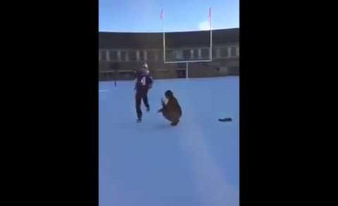 Vikings fan shows Blair Walsh how to kick a 27 yard field goal