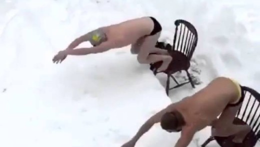 West Virginia swim team goes snow diving in winter storm