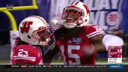 Wisconsin WR Robert Wheelwright with an amazing one handed grab