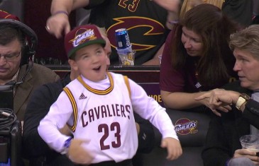Young Cleveland Cavaliers fan was turned up courtside!