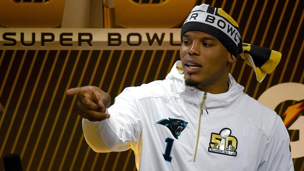 Cam Newton drops a freestyle at SB50 media day