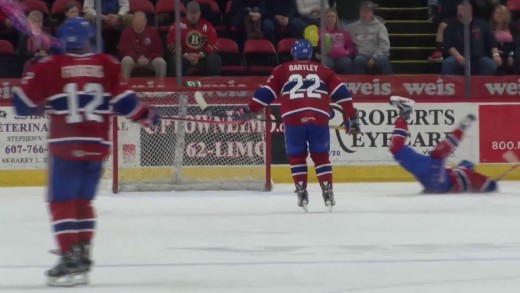 Amazing AHL open net save by Bud Holloway