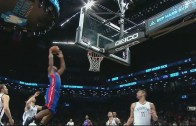 Reggie Jackson with an amazing no look pass to Andre Drummond