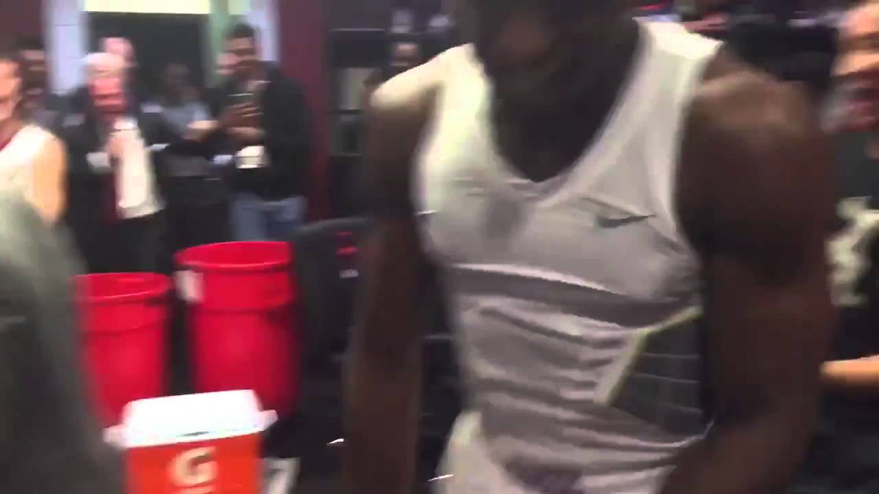 Avery Johnson & the Alabama locker room lit after beating Auburn