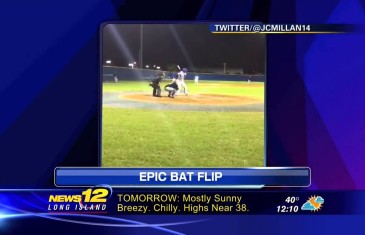 Broward College baseball player with an epic bat flip