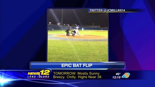 Broward College baseball player with an epic bat flip