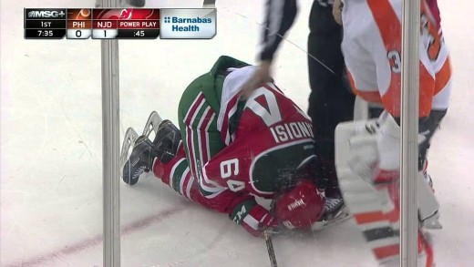 Epic hockey flop by New Jersey Devils player Joseph Blandisi