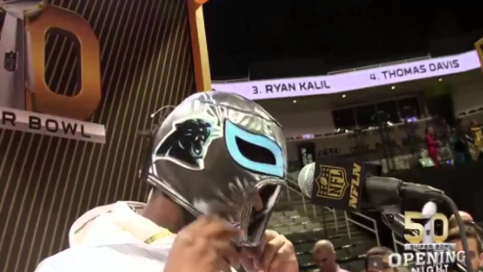 Josh Norman wore a Panthers 'Nacho Libre' mask at SB50 media day