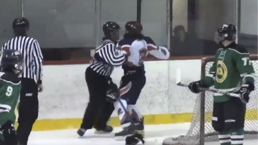 Hockey player arrested on the ice for spitting at ref