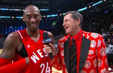 LeBron James crashes Kobe Bryant’s half time interview